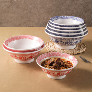 密胺复古青花瓷面碗牛羊肉汤碗面馆专用汤粉汤面碗商用仿瓷塑料碗