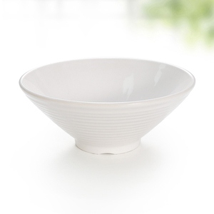 日式斗笠碗拉面碗仿瓷食堂餐厅密胺白色塑料馄饨面条汤碗粉碗商用