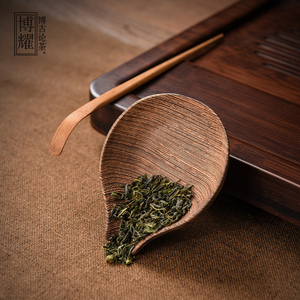 鸡翅木茶荷高端实木茶则茶拨两件套功夫茶艺茶道配件赏茶茶勺茶铲