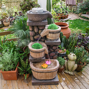 中式流水生财摆件养鱼池装饰景观阳台户外花园庭院水车风水轮招财