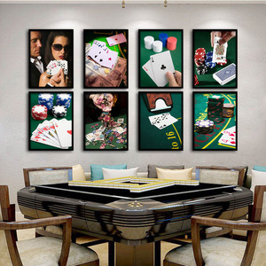 棋牌室装饰画麻将馆德州扑克酒吧会所背景墙赌桌赌场宣传筹码挂画