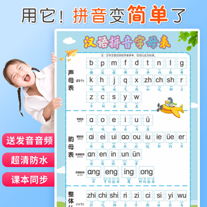 汉语拼音字母表墙贴一年级拼读训练全表声母韵母整体认读音节挂图