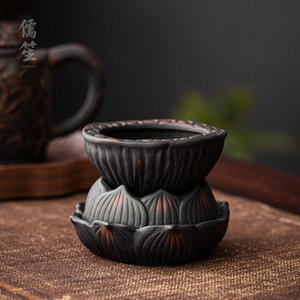 紫陶茶漏套装复古过虑组陶瓷手工茶叶过滤器茶具配件茶隔漏斗细密