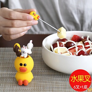水果叉子儿童安全可爱水果插ins欧式304不锈钢儿童宝宝水果小叉子