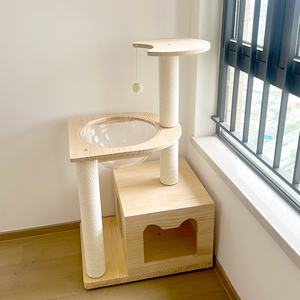 猫爬架一体猫窝猫树不占地小型猫架子实木猫咪用品别墅布偶猫抓柱