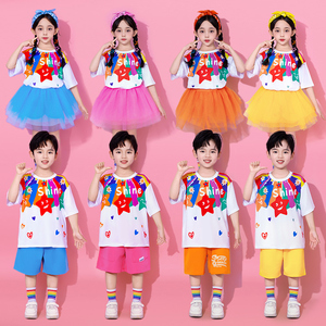 六一儿童演出服装女童小花朵舞蹈蓬蓬裙夏季幼儿园毕业男孩表演服