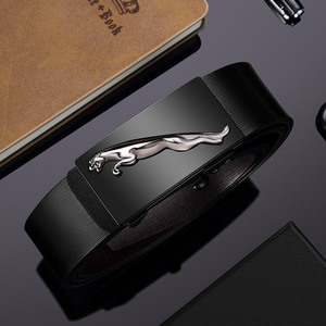 古驰酷奇皮带男无牙自动扣皮带真皮年轻人裤带纯牛皮豹子头腰带潮