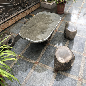 石桌石凳庭院花园石头桌子天然茶几别墅户外茶台家用花岗岩石桌椅