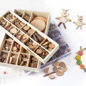 幼儿园低结构区域活动diy小木片天然干树枝手工绘画制作原木礼盒