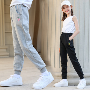 女童灰色运动裤春秋大童12外穿薄款长裤13岁女孩卫裤网红炸街裤子