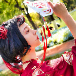 抖音彩绘日式和风狐狸面具半脸古风汉服化妆舞会动漫猫脸狐妖面罩