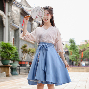 汉服女改良版仙气古装飘逸中国风学生两件套古风夏天超仙襦裙短裙