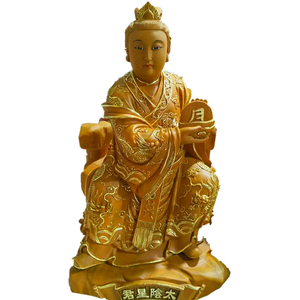 木雕神像道教用品精品本色描金工艺太阳太阴星君像日月星君神像