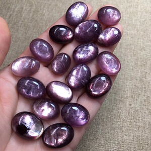 天然紫锂云母水晶戒面戒指镶嵌925银吊坠手链diy时尚饰品礼物情侣