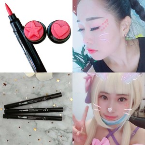 红色眼线笔梅花五角星爱心大红印章双头古风桃花妆点缀花钿眉心笔