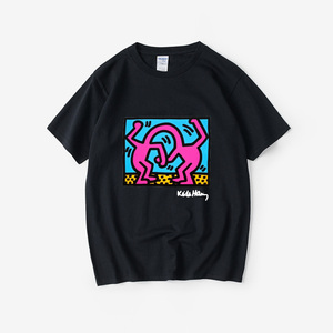欧美波普风潮牌keithharing凯斯哈林涂鸦联名t恤短袖简约衣服女男