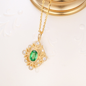 宝石项链女天然宝石彩色宝石项链宝石吊坠女18k金钻石沙弗莱吊坠