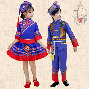 演出壮族女童广西三月三儿童服装汉族演出服民族服装新款广西壮族