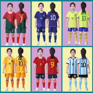 儿童足球服套装短袖定制男女学生阿根廷巴西球衣足球队服大童球服
