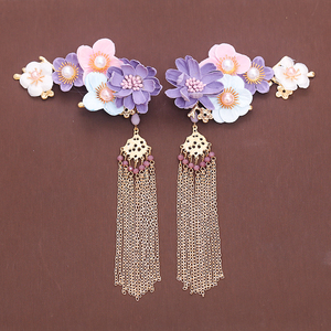 仙气汉服发饰古风花朵发夹古装布花头饰假花对夹配饰仿真花边夹女