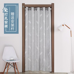 布艺门帘隔断帘免打孔安装伸缩杆一整套家用卧室空调挡风帘试衣间