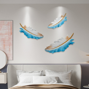 3d立体浮雕艺术羽毛墙面装饰创意 客厅沙发电视背景墙上挂件墙饰