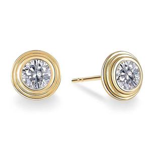 gia18k金飞碟泡泡耳钉裸钻钻石正品耳环镶钻定制耳钉带钻超闪