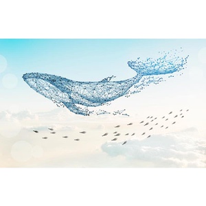 简约图案立体几何鲸鱼流行无缝墙纸电视背景客厅卧室抽象壁画墙布