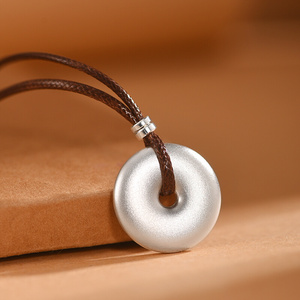 罗泰老银匠999纯银平安扣吊坠男女情侣实心复古项链配饰品可刻字