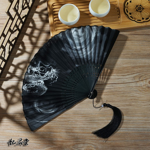 中国复古风中国龙扇子折扇古风小男扇日式古风扇子日本女式折扇