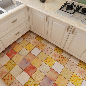 厨房地板砖贴纸自粘美式复古瓷砖仿古砖地砖地面防滑墙贴阳台欧式