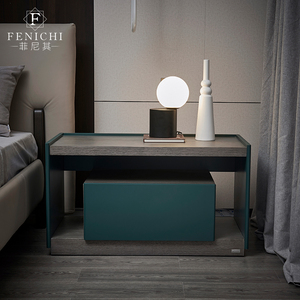 菲尼其意式极简实木床头柜长方形简约现代卧室床边柜子长条收纳大