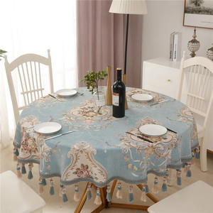 欧式圆桌桌布椭圆形奢华转盘台布圆形家用北欧大圆桌布艺餐桌布垫