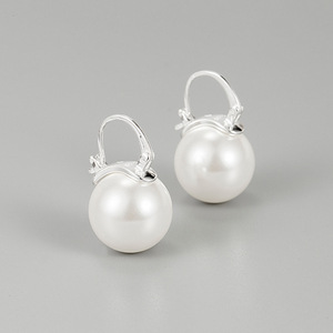 S925纯银珍珠耳环女气质圆形贝珠冷淡风高级感韩国韩版耳饰耳扣