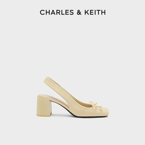 CHARLES&KEITH春夏女鞋CK1-61720138复古格纹方头粗跟凉鞋女鞋