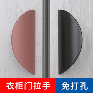 衣柜拉手黑色现代简约免打孔隐形暗拉手推拉移门榻榻米抽屉门把手