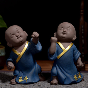 茶宠可养精品创意摆件加油努力拼搏奋斗小和尚励志陶瓷工艺小摆件