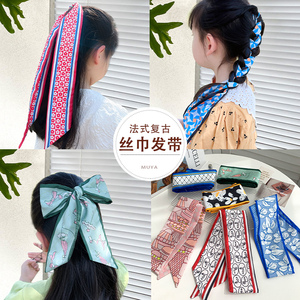 儿童印花小长条丝巾发带女童绑发发圈头绳扎头发飘带丝带头饰头巾