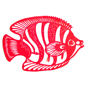 剪纸鱼个性定制剪纸纯手工剪画贴纸装饰画儿童学生剪镂空纸鱼动物