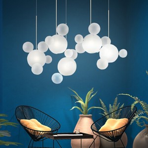 北欧餐厅奶白玻璃球吊灯圆形米奇泡泡球吊灯现代简约客厅吧台灯