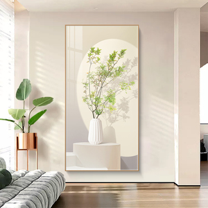 北欧风玄关装饰画治愈系客厅走廊过道挂画绿植沙发背景墙落地画