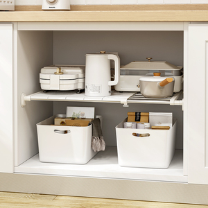 品芝橱柜分层隔板柜子置物架免钉隔层厨房下水槽储物架收纳神器