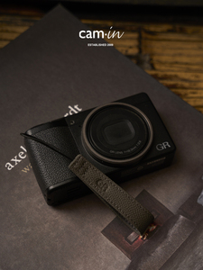 cam-in 真皮手腕手掌纹相机细绳指环带适用理光GR3 GR3X 黑卡ZV1