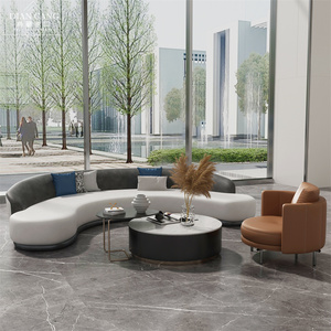 售楼处洽谈沙发组合现代酒店会所大堂弧形接待卡座美容院桌椅定制