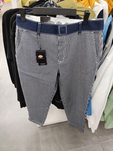 dickies 男子 复古四袋 条纹拼色工装宽松牛仔裤dk008075a401
