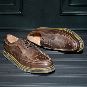 布洛克雕花休闲皮鞋男真皮复古百搭潮鞋英伦秋冬低帮系带牛皮男鞋