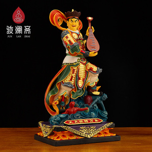 骏澜斋东方持国天王像纯铜摆件家居客厅办公室佛像供奉工艺装饰品