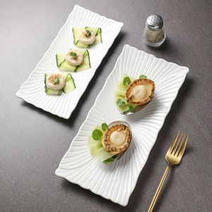 纯白盘子陶瓷简约高级感长条盘子寿司盘长方形盘点心盘西餐盘商用