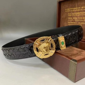 史蒂芬不锈钢大扣头皮带男士美洲鳄鱼编织商务奢侈礼品裤腰带