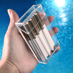 创意亚克力高档20支装塑料翻盖透明烟盒防尘散粉翻盖式香烟收纳盒